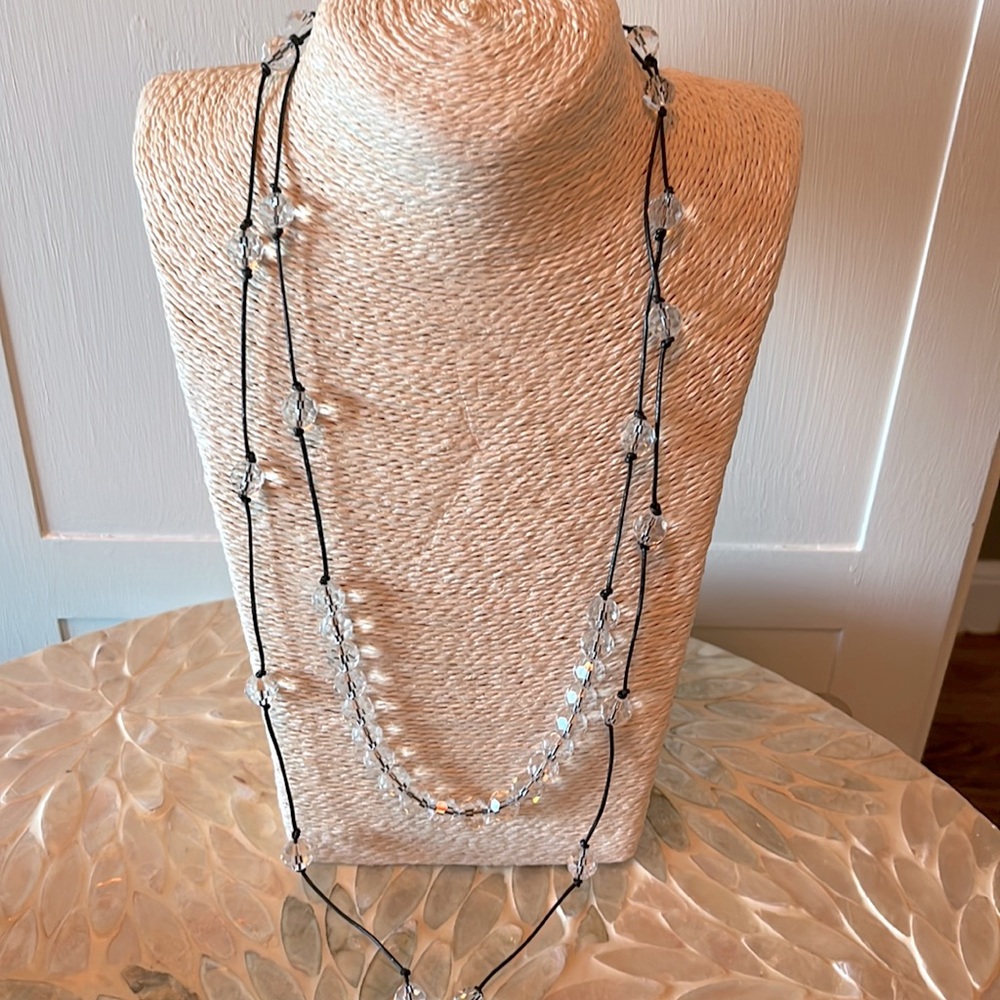 Leather Crystal Lariat